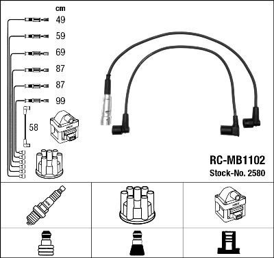 Ккомплект проводов зажигания 2580 NGK NTK
