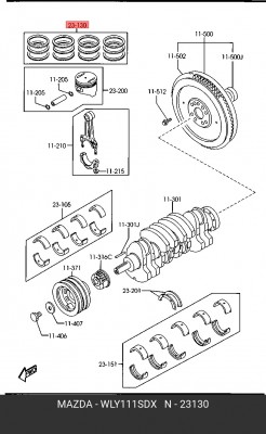 Кольца поршневые WLY111SDX MAZDA