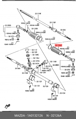 Пыльник рулевой рейки 1A0132126 MAZDA