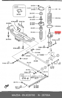 Амортизатор подвески BVJE28700 MAZDA