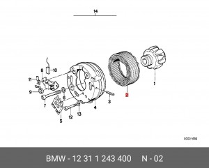 Статор, генератор 12 31 1243400 BMW