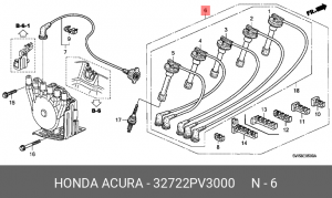 Провода высоковольтные системы зажигания (комплект) 32722PV3000 HONDA