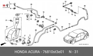 Форсунка стеклоомывателя 76810ST3E01 HONDA