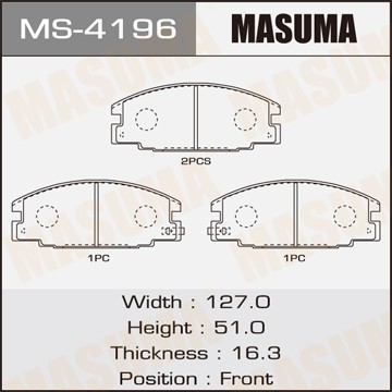 Колодки тормозные дисковые MS4196 MASUMA