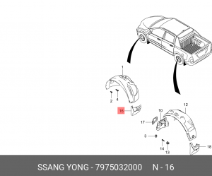 Брызговик 7975032000 SSANG YONG
