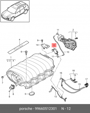 Клапан, управление рециркуляция ОГ 99660512301 PORSCHE
