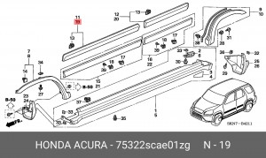 Молдинг двери 75322SCAE01ZG HONDA