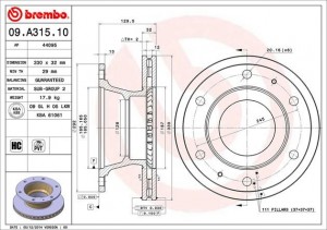 Тормозной диск 09.A315.10 BREMBO