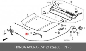 Уплотнитель капота 74121SZAA00 HONDA