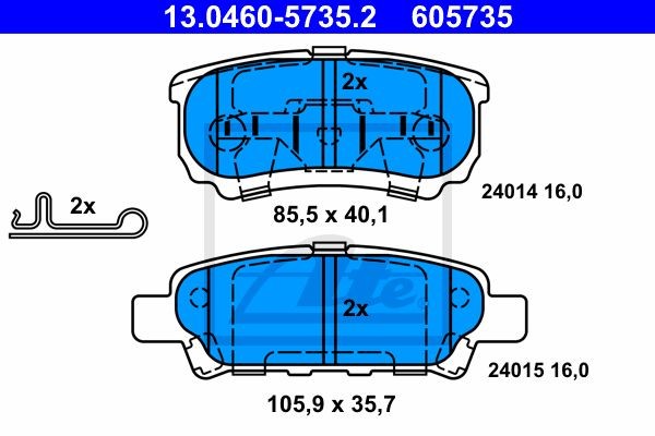 Колодки тормозные дисковые 13.0460-5735.2 ATE
