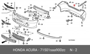 Бампер задний 71501SAA900ZC HONDA