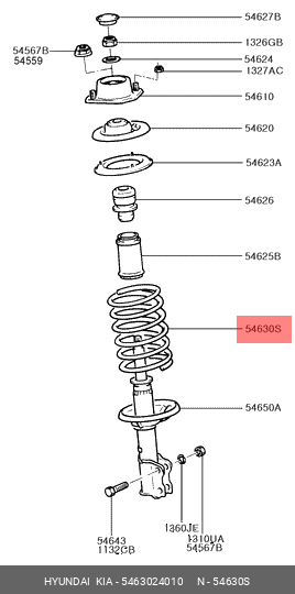 Пружина ходовой части 5463024010 HYUNDAI KIA