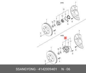Подшипник ступицы колеса со ступицей (комплект) 4142009401 SSANG YONG