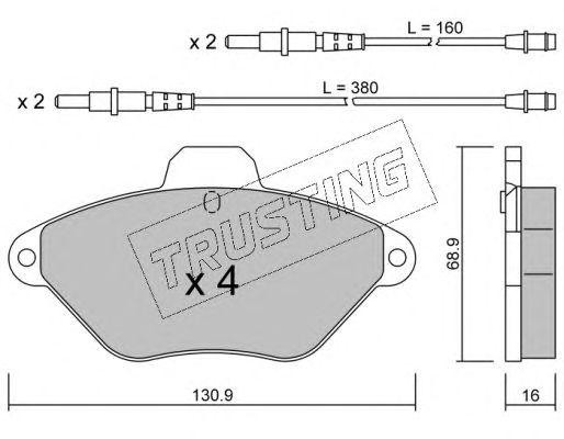 Комплект тормозных колодок, диско 160.0 TRUSTING