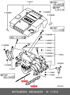 Прокладка, впускной коллектор MD366659 MITSUBISHI