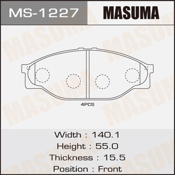 Колодки тормозные дисковые MS1227 MASUMA