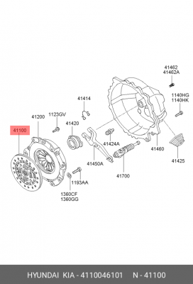 Диск сцепления 4110046101 HYUNDAI KIA