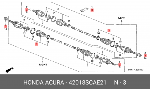 Комплект пылника, приводной вал 42018SCAE21 HONDA