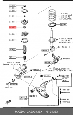 Подшипник опоры амортизатора подвески GA2A-34-38X MAZDA