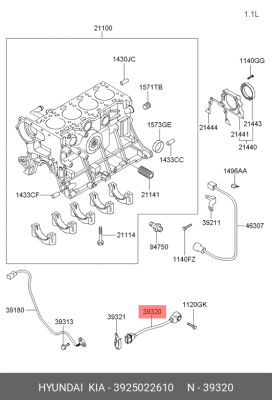 Датчик детонации 3925022610 HYUNDAI KIA