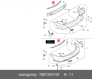 Кронштейн крепления бампера 7887309100 SSANG YONG
