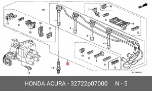 Ккомплект проводов зажигания 32722P07000 HONDA