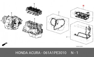 Комплект прокладок, головка цилиндра 061A1PE3010 HONDA