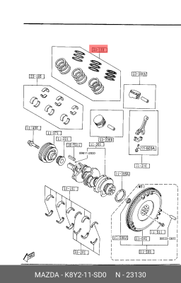 Кольца поршневые K8Y2-11-SD0 MAZDA