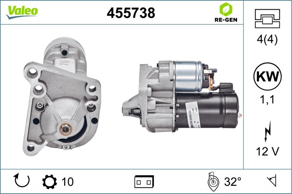Стартер 455738 VALEO PHC