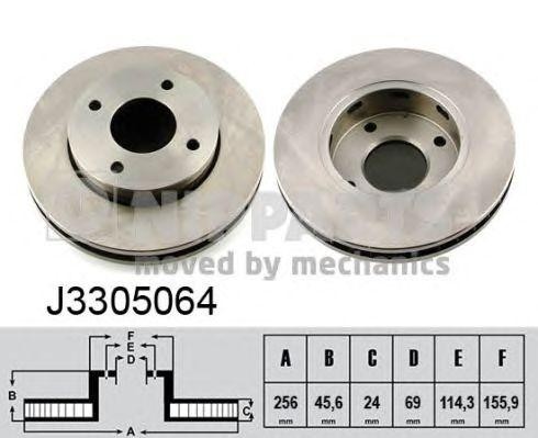 Диск тормозной J3305064 H B JAKOPARTS NIPPARTS