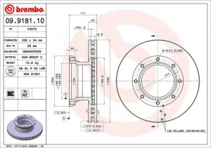 Тормозной диск 09.9181.10 BREMBO