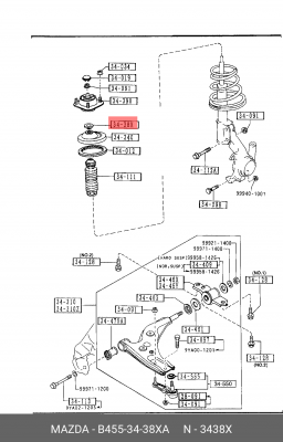 Подшипник качения, опора амортизационной стойки B4553438XA MAZDA