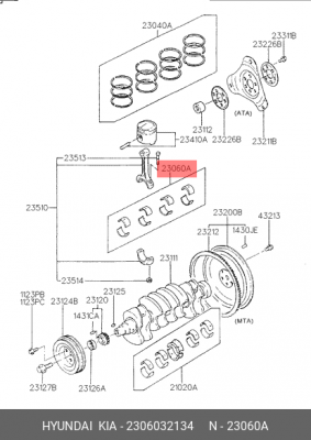 Вкладыши шатунные 2306032134 HYUNDAI KIA