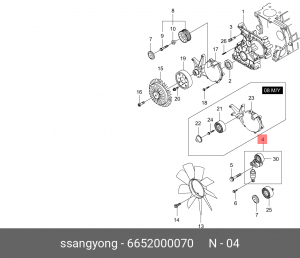 Натяжитель ремня приводного в сборе 6652000070 SSANG YONG