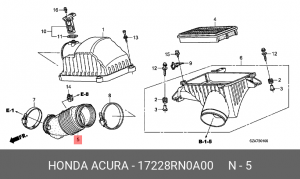 Патрубок подачи воздуха в ДВС 17228RN0A00 HONDA