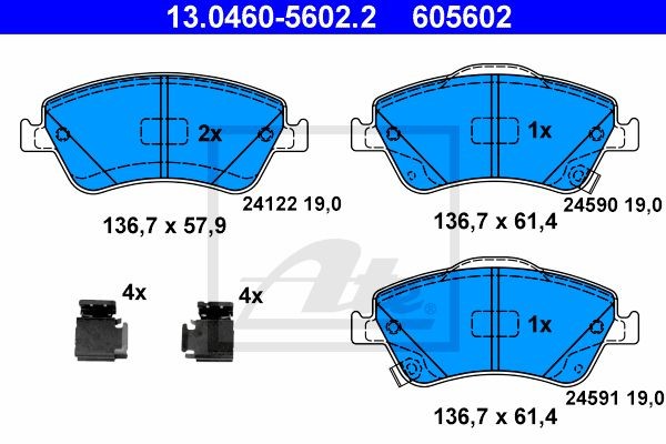 Колодки тормозные дисковые 13.0460-5602.2 ATE