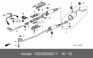 Средний глушитель выхлопных газов 18220S50E11 HONDA