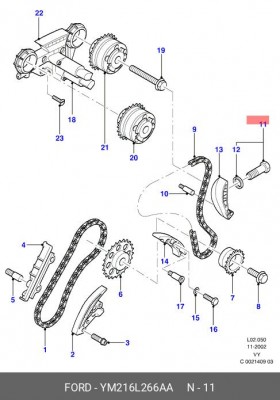 Упругий зажимной элемент, натяжное устройство цепи YM216L266AA FORD