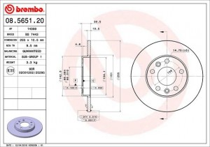 Тормозной диск 08.5651.20 BREMBO