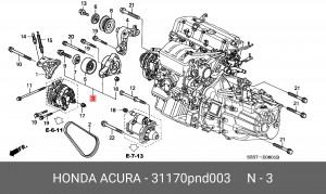 Натяжной ролик, поликлиновой  ремень 31170PND003 HONDA