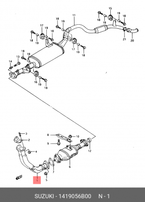 Выпускной трубопровод 14190-56B00 SUZUKI