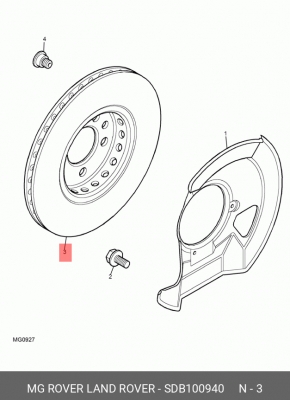 Тормозной диск SDB100940 MG ROVER LAND ROVER