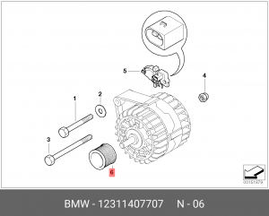 Ременный шкив, генератор 12 31 1 407 707 BMW
