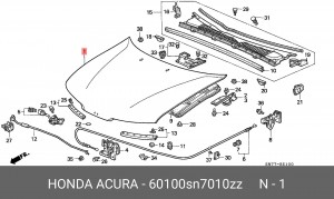 Капот двигателя 60100SN7010ZZ HONDA