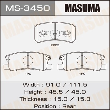 Колодки тормозные дисковые MS3450 MASUMA
