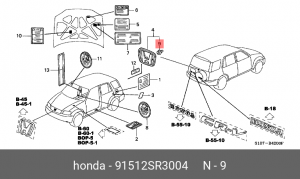 Клипса крепежная 91512SR3004 HONDA