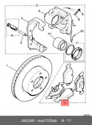 Комплект тормозных колодок, диско MXD1550AB JAGUAR