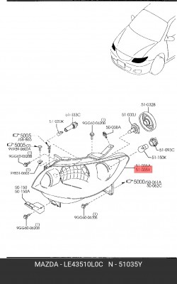 Фара головного света LE43-51-0L0C MAZDA