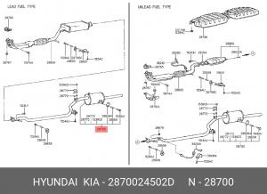 Средний глушитель выхлопных газов 2870024502D HYUNDAI KIA