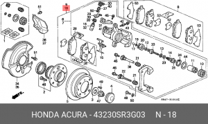 Ремкомплект, тормозной суппорт 43230SR3G03 HONDA